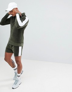 Велюровый спортивный костюм с полосками по бокам ASOS DESIGN - Зеленый
