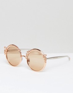 Dolce & Gabbana round sunglasses with baroque detail in gold - Золотой