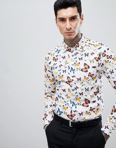 Рубашка с принтом бабочек Process Black - Белый