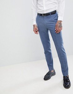 Синие узкие брюки из донегаля с добавлением шерсти Harry Brown Wedding - Синий