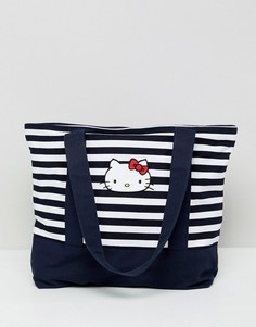 Сумка-тоут в полоску с вышивкой Hello Kitty x ASOS DESIGN - Мульти