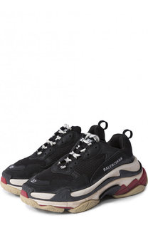 Кожаные кроссовки Triple S с текстильной отделкой Balenciaga
