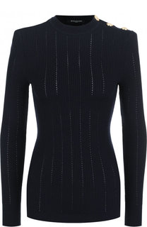 Шерстяной пуловер с декоративными пуговицами Balmain