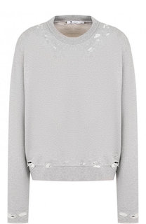 Хлопковый пуловер и декоративными разрезами T by Alexander Wang