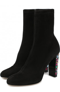 Замшевые ботильоны Maine 100 на декорированной каблуке Jimmy Choo