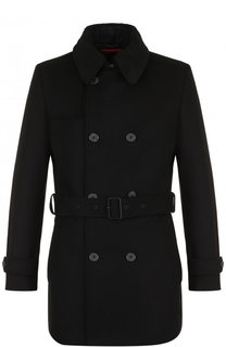 Пальто из смеси шерсти и кашемира с поясом HUGO