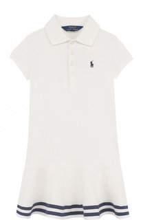 Хлопковое мини-платье с контрастной отделкой Polo Ralph Lauren
