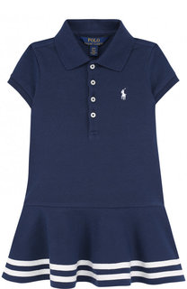Хлопковое мини-платье с контрастной отделкой Polo Ralph Lauren