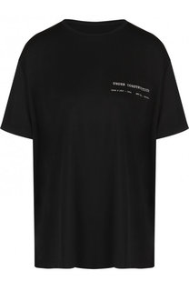 Однотонная футболка с круглым вырезом и надписью Mm6