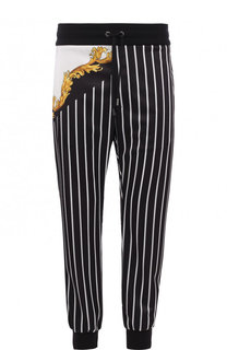 Брюки прямого кроя с манжетами и принтом Versace