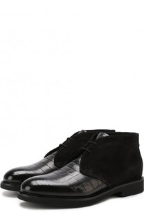 Кожаные ботинки на шнуровке с внутренней меховой отделкой Doucals