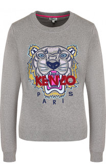Хлопковый свитшот с контрастной вышивкой Kenzo