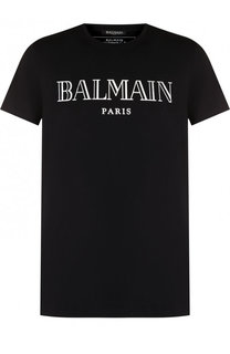 Хлопковая футболка с принтом Balmain