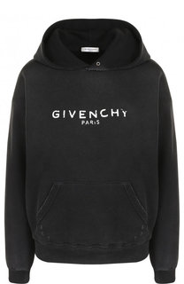 Хлопковый пуловер с капюшоном и логотипом бренда Givenchy