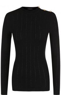 Шерстяной пуловер с декоративными пуговицами Balmain