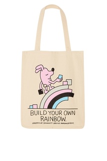 Бежевая хлопковая сумка с принтом Q-Tees Of California/ Print Jeremyville