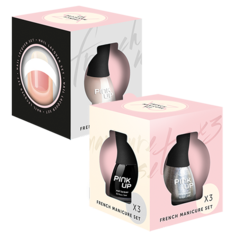 Набор лаков для ногтей PINK UP FRENCH MANICURE тон 01 classic 3 лака + трафареты