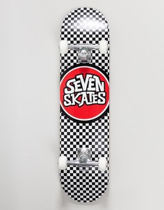 Скейтборд с принтом шахматная доска Seven Skates - 7,8 дюйма - Черный