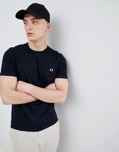 Темно-синяя футболка с отделкой кантом на манжетах Fred Perry - Темно-синий