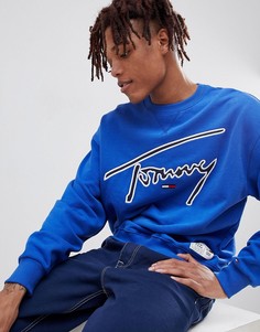Синий свободный свитшот с логотипом Tommy Jeans Signature Capsule - Синий