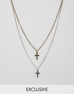 Ярусное ожерелье из разных металлов Reclaimed Vintage inspired эксклюзивно для ASOS - Серебряный