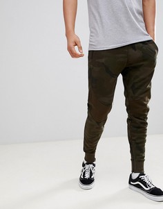 Pull&Bear Jogger With Zip Hem In Khaki Camo - Зеленый Pull&;Bear