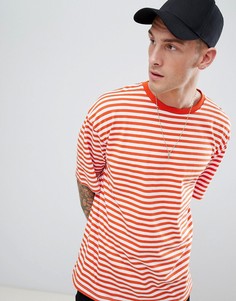 Свободная футболка в оранжевую полоску boohooMAN - Оранжевый