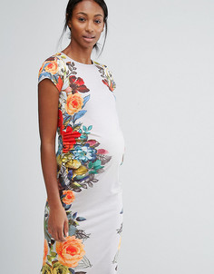 Облегающее платье с цветочным принтом и короткими рукавами Bluebelle Maternity - Мульти