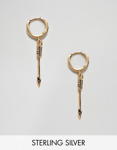 Серебряные позолоченные серьги-кольца с элементами в виде стрел ASOS DESIGN - Золотой