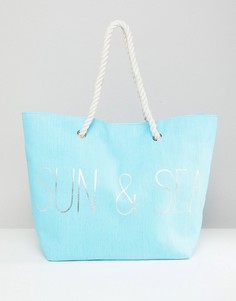 Синяя пляжная сумка с принтом Sun & Sea South Beach - Синий