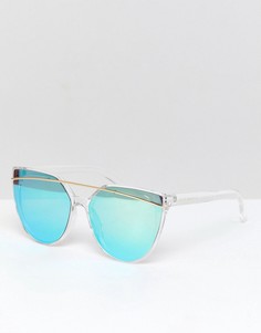 Солнцезащитные очки кошачий глаз с планкой сверху и синими стеклами South Beach - Синий