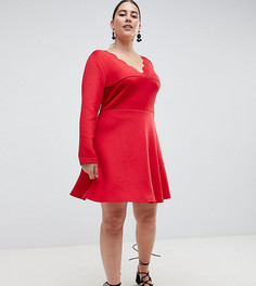 Свободное платье с фактурной отделкой по краю AX Paris Plus - Красный