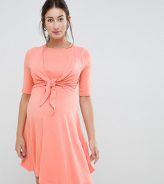 Короткое приталенное платье с узелком ASOS DESIGN Maternity nursing - Оранжевый