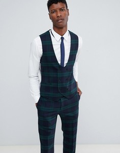 Зеленый супероблегающий жилет в клетку Twisted Tailor - Зеленый