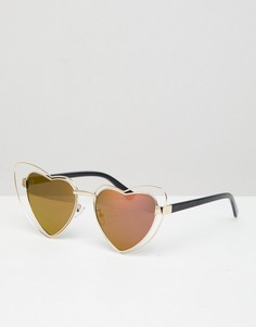 Солнцезащитные очки кошачий глаз с оправой в форме сердца и золотисто-розовыми стеклами AJ Morgan - Золотой