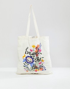 Сумка-тоут с цветочным принтом Monki - Белый