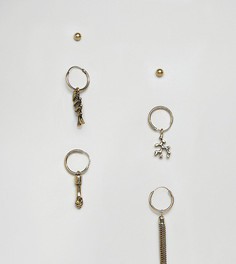 Reclaimed Vintage inspired hoop earring pack with charms exclusive at ASOS - Золотой