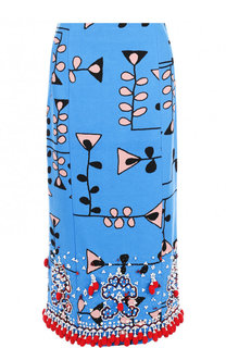 Юбка-миди из смеси хлопка и льна с декоративной отделкой Marni