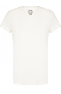 Однотонная хлопковая футболка с круглым вырезом Polo Ralph Lauren