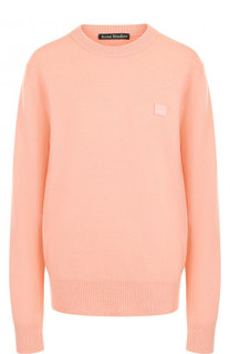 Однотонный шерстяной пуловер с круглым вырезом Acne Studios