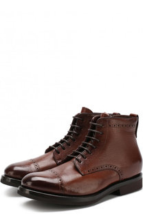 Высокие кожаные ботинки на шнуровке с молнией и с внутренней меховой отделкой H`D`S`N Baracco