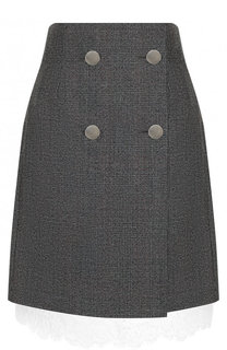 Шерстяная мини-юбка с кружевной отделкой CALVIN KLEIN 205W39NYC