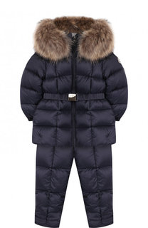 Комплект из пуховой куртки и комбинезона на подтяжках Moncler Enfant