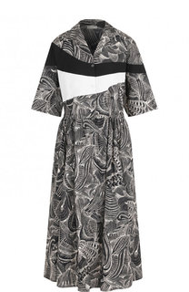 Хлопковое платье-миди с принтом Dries Van Noten