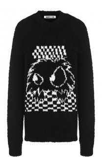 Удлиненный шерстяной пуловер с контрастной вышивкой MCQ