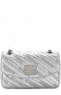 Сумка BB Round S из металлизированной кожи Balenciaga