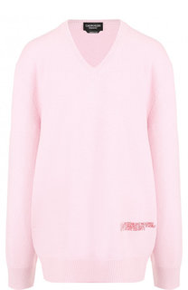 Удлиненный пуловер из смеси шерсти и хлорка с V-образным вырезом CALVIN KLEIN 205W39NYC