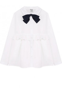 Хлопковая блуза с бантом и оборкой Aletta