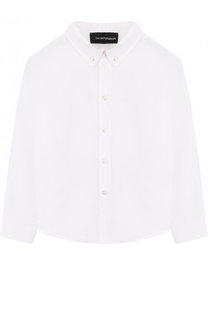 Хлопковая блуза с воротником button down Emporio Armani