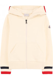 Хлопковый кардиган на молнии с капюшоном Moncler Enfant